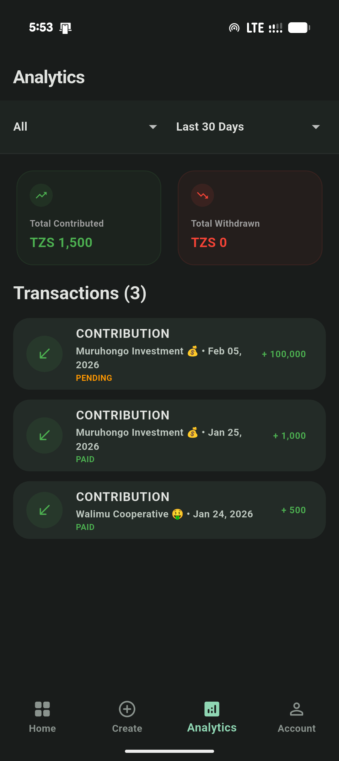Home Screen Dashboard